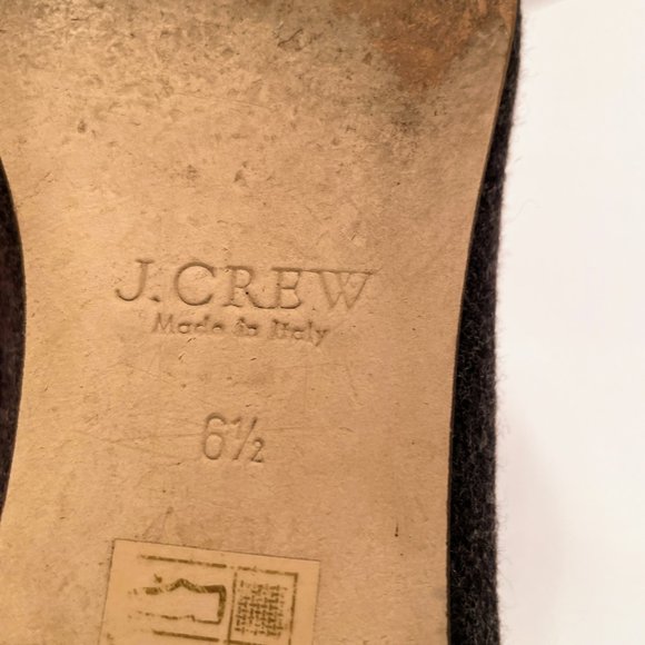 J. Crew Charlie Loafers in Gray Wool Flannel with Black Patent Tassels Sz. 6.5 - Picture 8 of 10